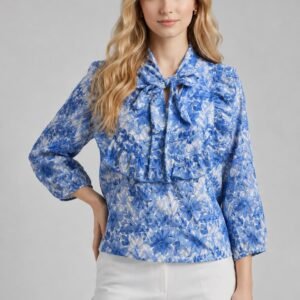 PW202663 Blue White georgette top