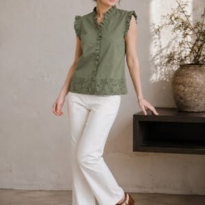 PW202663 Green Frill Top