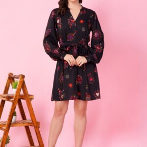 Black Print Shirt Dress