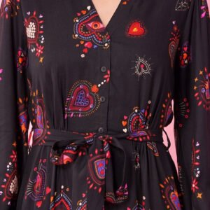 Black Print Shirt Dress