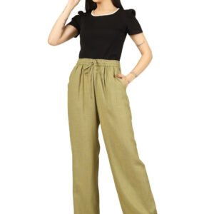 Olive Women Flared High-Rise Trousers