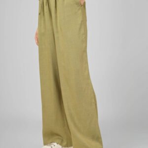 Olive Women Flared High-Rise Trousers