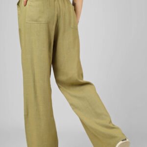 Olive Women Flared High-Rise Trousers