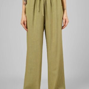 Olive Women Flared High-Rise Trousers