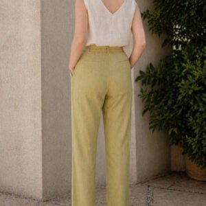 Olive Flared High-Rise Trousers