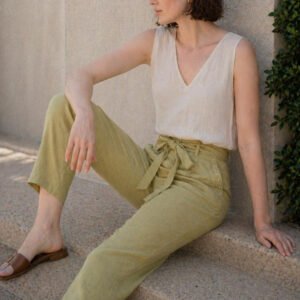 Olive Flared High-Rise Trousers