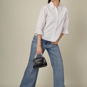 White Women Classic Semi Sheer Casual Shirt