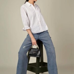 White Women Classic Semi Sheer Casual Shirt