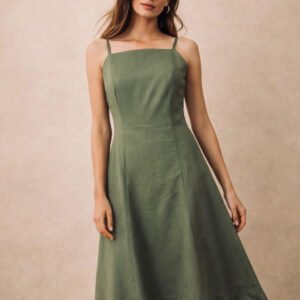 Olive Embroidered Midi Dress