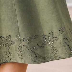 Olive Embroidered Midi Dress