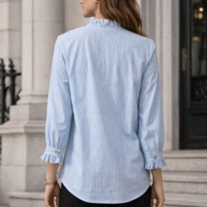 Blue Women Striped Casual Shirt (Style 40663491)