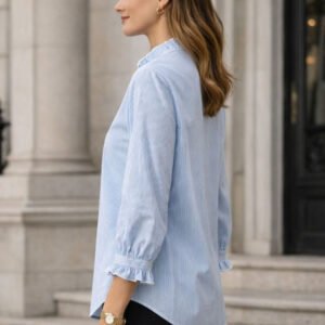 Blue Women Striped Casual Shirt (Style 40663491)