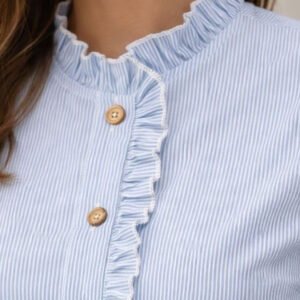 Blue Women Striped Casual Shirt (Style 40663491)