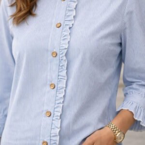 Blue Women Striped Casual Shirt (Style 40663491)