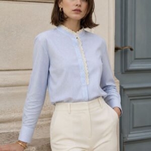 Blue Women Striped Casual Shirt (Style 40663493)
