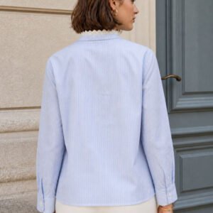 Blue Women Striped Casual Shirt (Style 40663493)