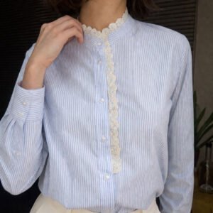Blue Women Striped Casual Shirt (Style 40663493)