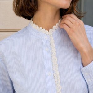 Blue Women Striped Casual Shirt (Style 40663493)
