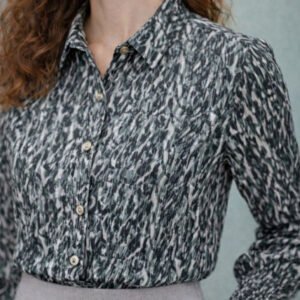 Grey Women Classic Printed Casual Shirt