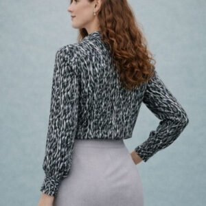 Grey Women Classic Printed Casual Shirt