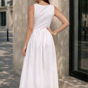 White Fit & Flare Midi Dress