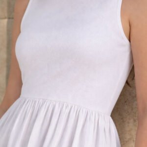 White Fit & Flare Midi Dress