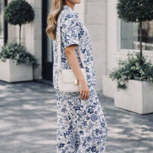 Blue Floral Printed Shirt with Trousers