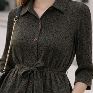 Brown Shirt Collar Printed Shirt With Trouser