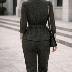 Brown Shirt Collar Printed Shirt With Trouser