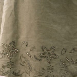Olive Floral Embroidered Shirt Dress