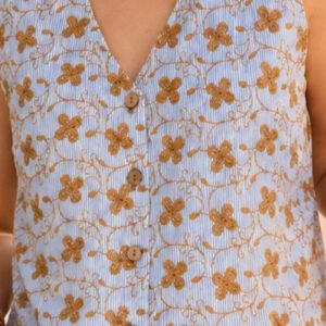 Blue Floral Embroidered Top