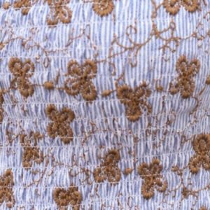 Blue Embroidered Puff Sleeve Cotton Peplum Top