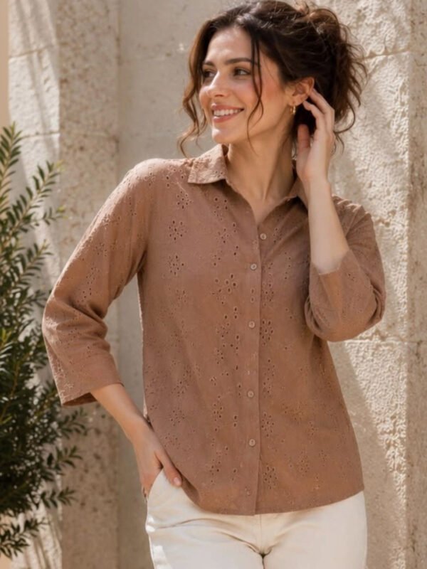 Brown Women Classic Casual Shirt