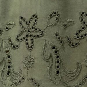 Olive Embellished Embroidered Cotton Top