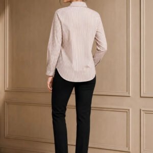 Camel Brown Women Standard Striped Casual Shirt