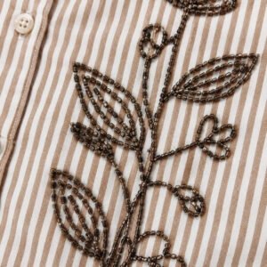 Camel Brown Women Standard Striped Casual Shirt