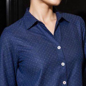 Navy Blue Women Standard Printed Casual Shirt