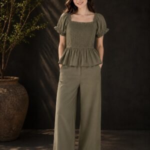 PW202671 Olive Linen Cord Set