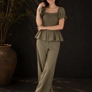 PW202671 Olive Linen Cord Set