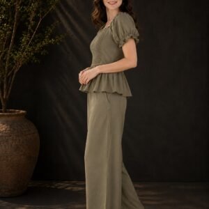 PW202671 Olive Linen Cord Set