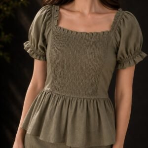 PW202671 Olive Linen Cord Set