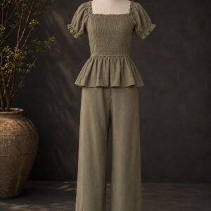 PW202671 Olive Linen Cord Set