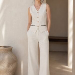 PW202672 Beige Linen Cord Set