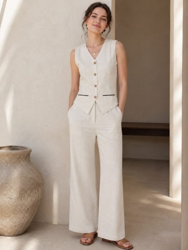 PW202672 Beige Linen Cord Set