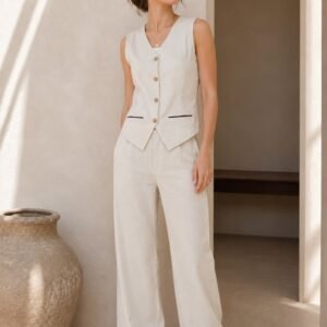 PW202672 Beige Linen Cord Set